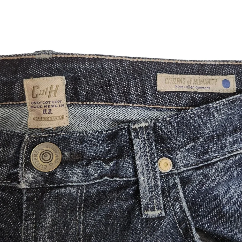 Citizens of Humanity Sid Mens Dark Wash Straight Leg Jeans Sz 34 Blue Collar USA